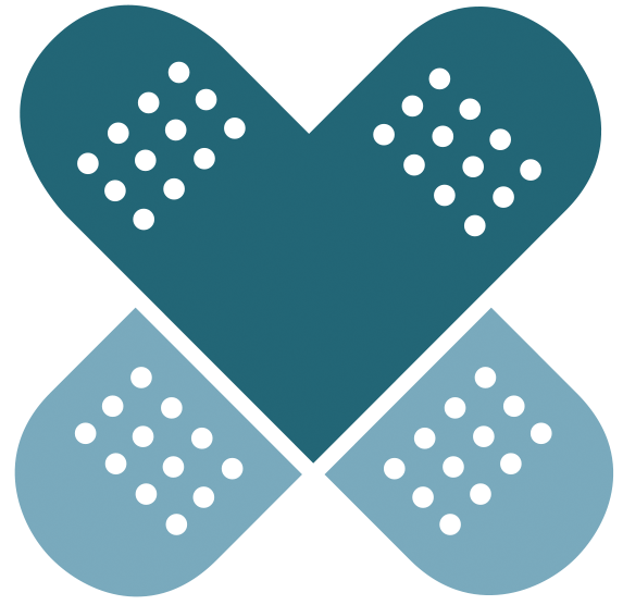 Ein Logo als Pflaster in Herzform