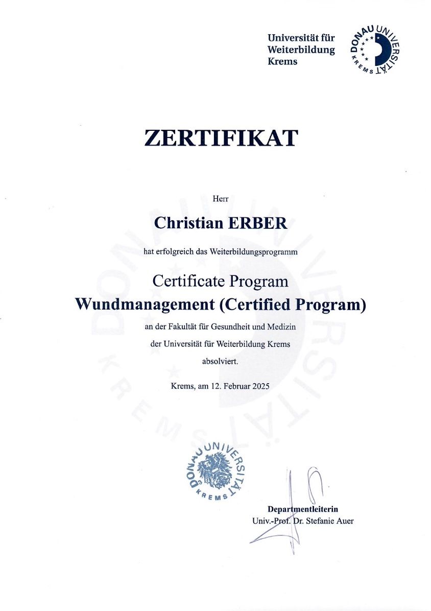 Wundmanagement-Zertifikat, DGKP Christian Erber